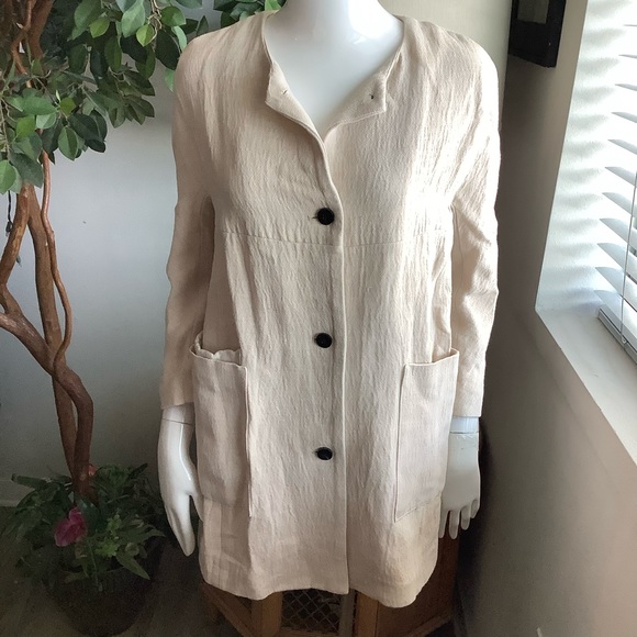 Zara Jackets & Blazers - ZARA Crinkle Linen Oatmeal Cream Neutral
Blazer Artisan Jacket Coat Round Neck